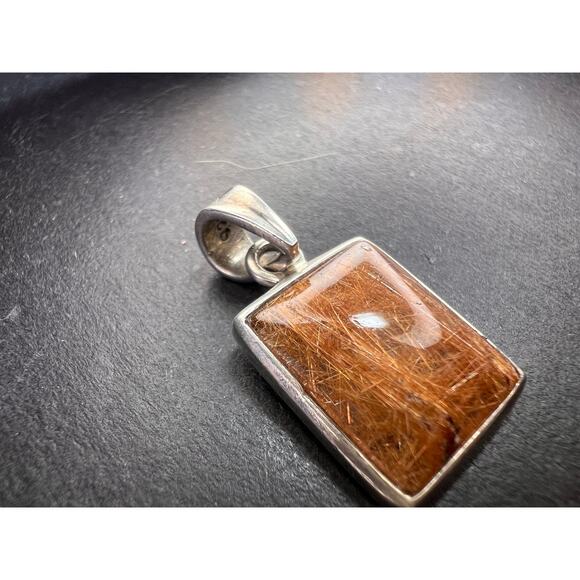 Vintage Nature Company Copper Rutilated Quartz Pendant 925 Sterling Silver - Picture 9 of 16